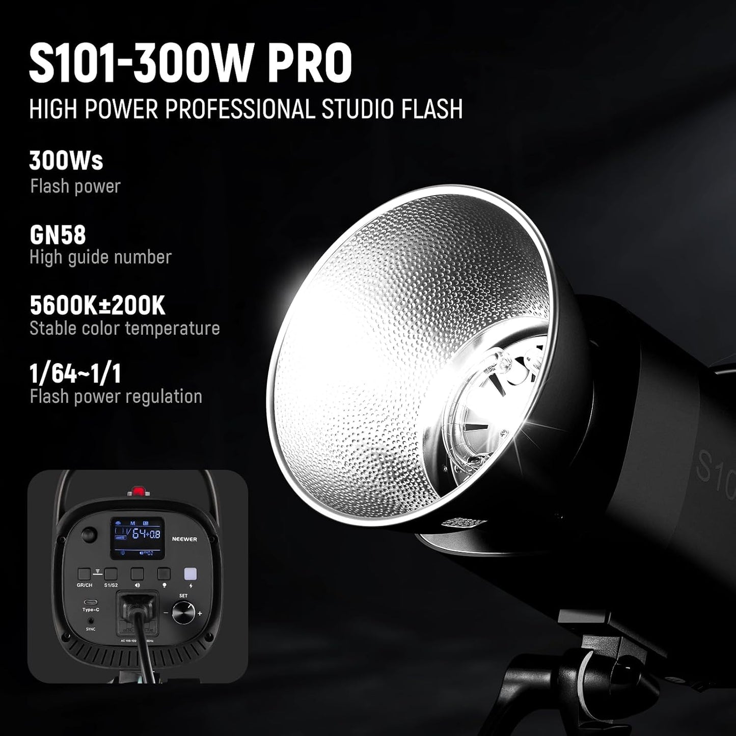 Kit 2 Luces Flash Estroboscópicas 600Ws 5600K con Disparador 2.4G
