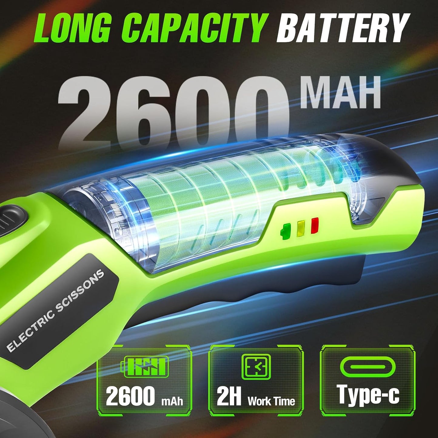 Tijeras eléctricas inalámbricas recargable 4V con luz LED