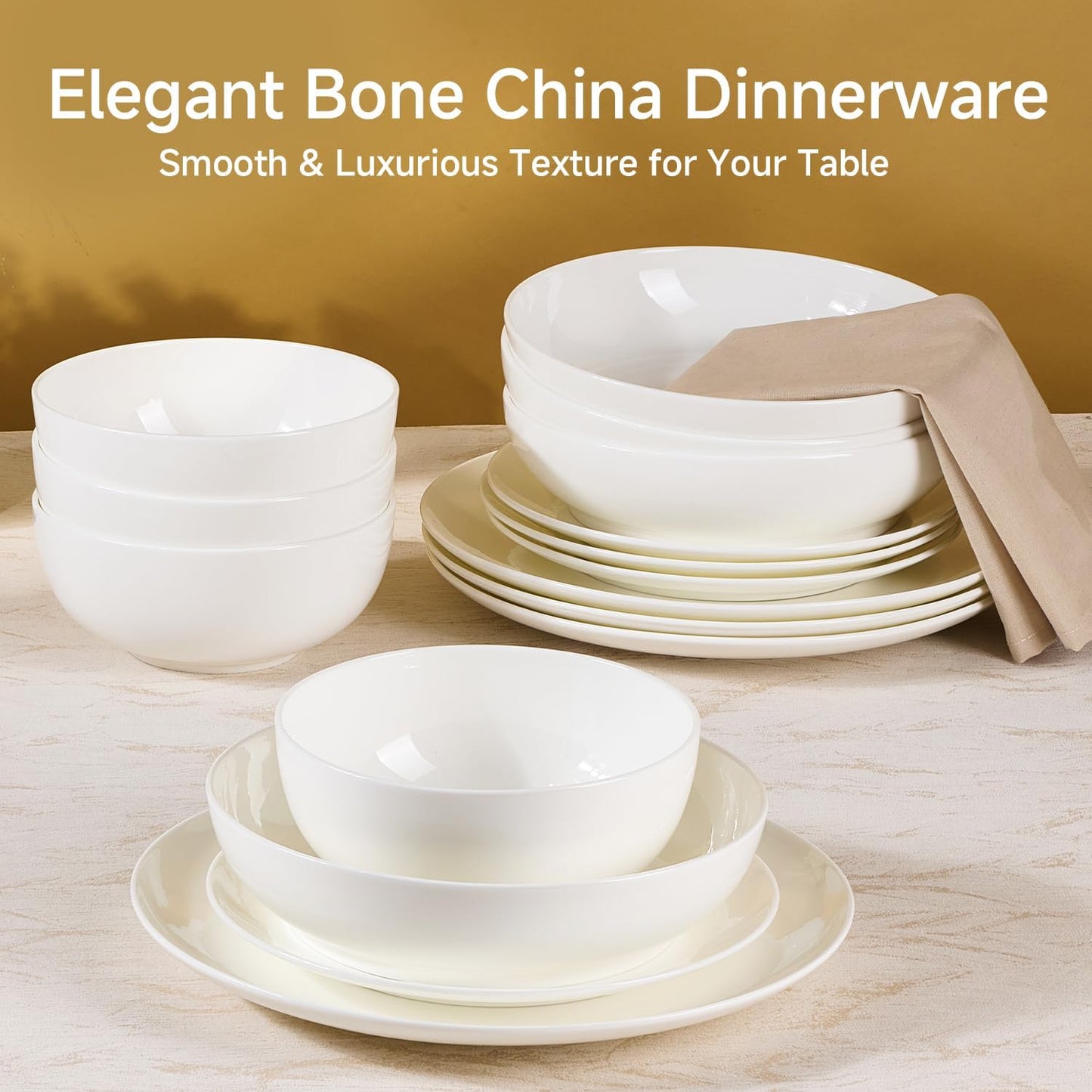 Set 16 Pzas Vajilla Porcelana Hueso Blanco Marfil
