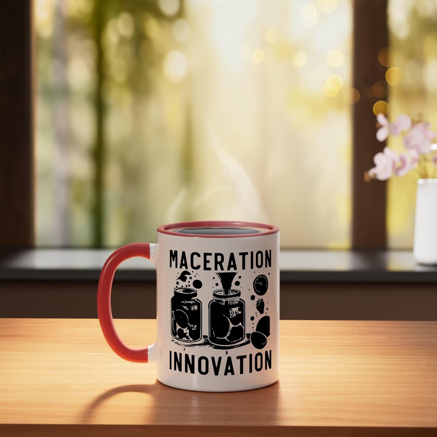 Taza Cerámica para Maceración y Enjuague Rojo/Blanco