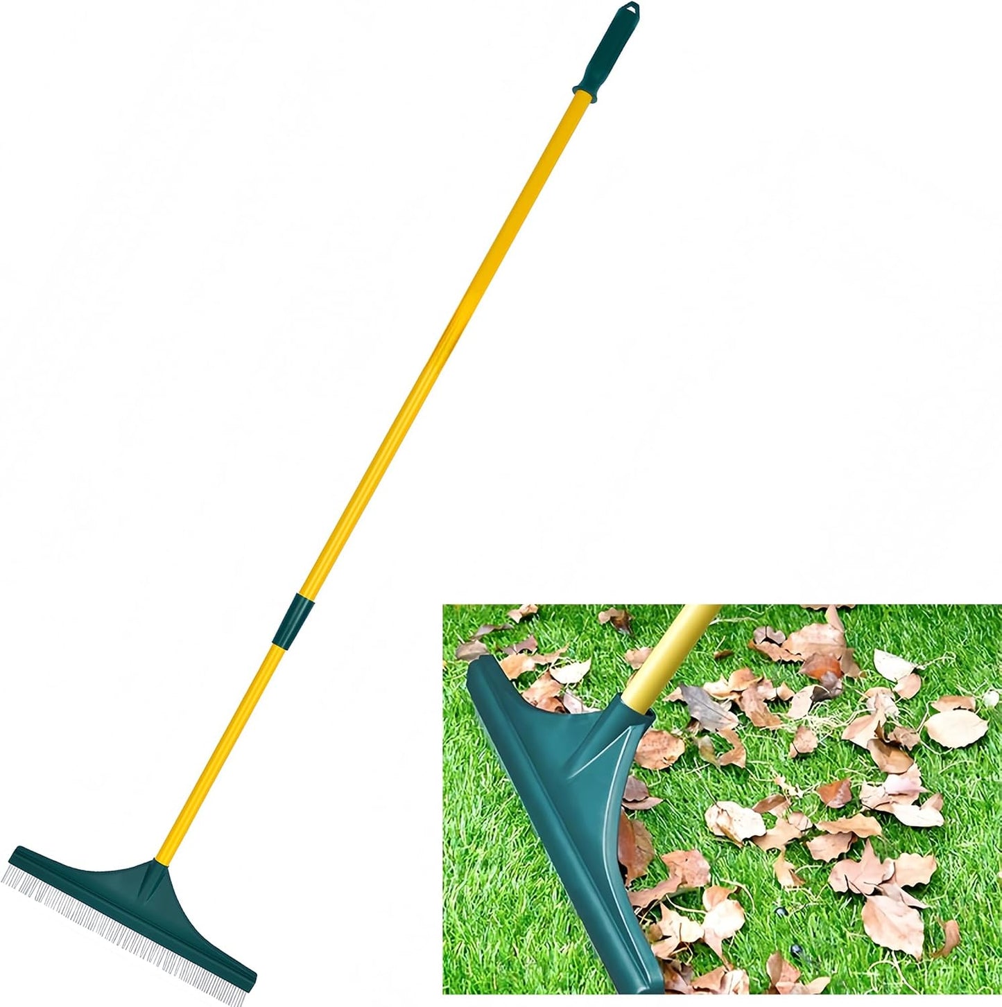 Rastrillo 3en1 jardín césped artificial mango acero 32-50pulg
