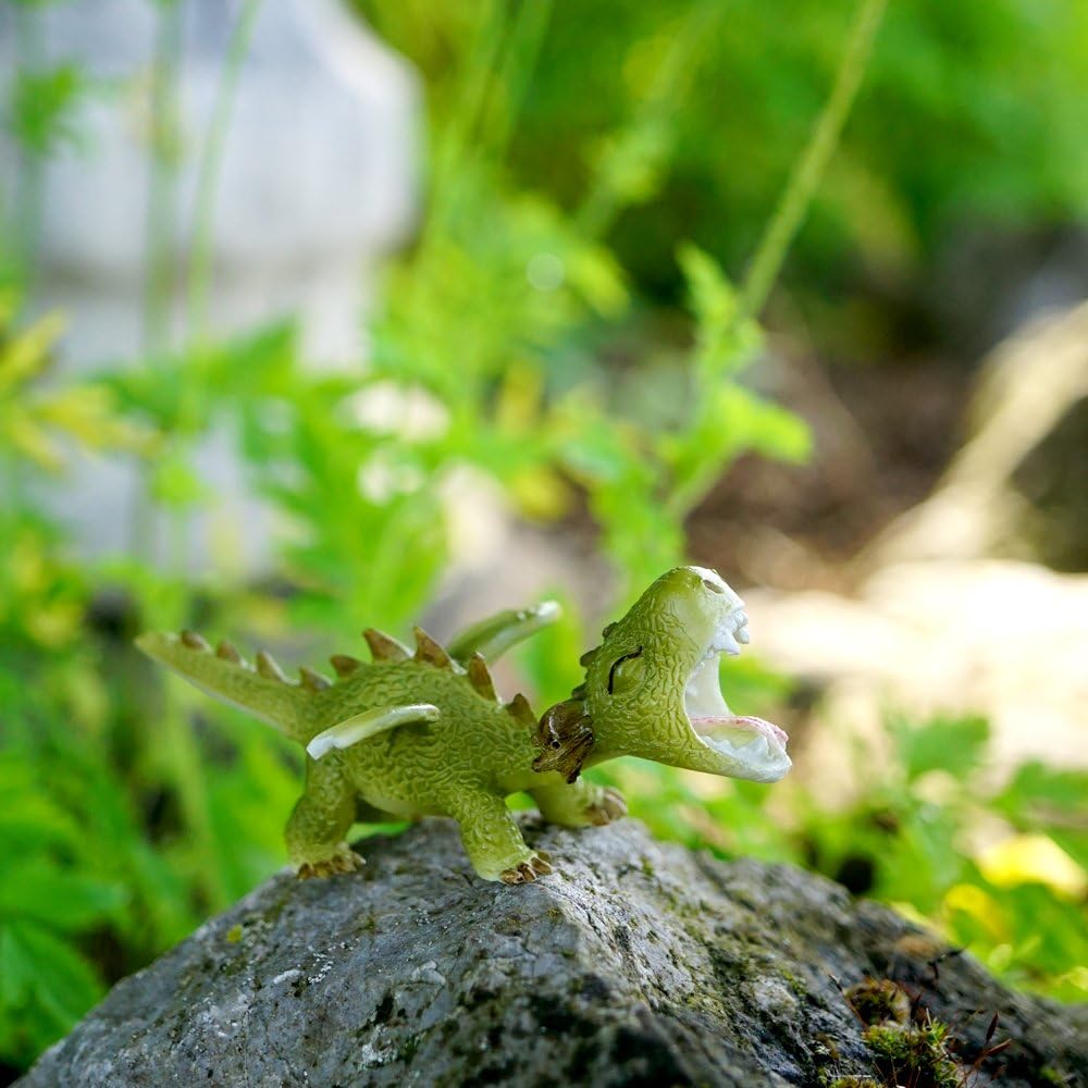 Miniatura jardín hadas estatua dragón verde