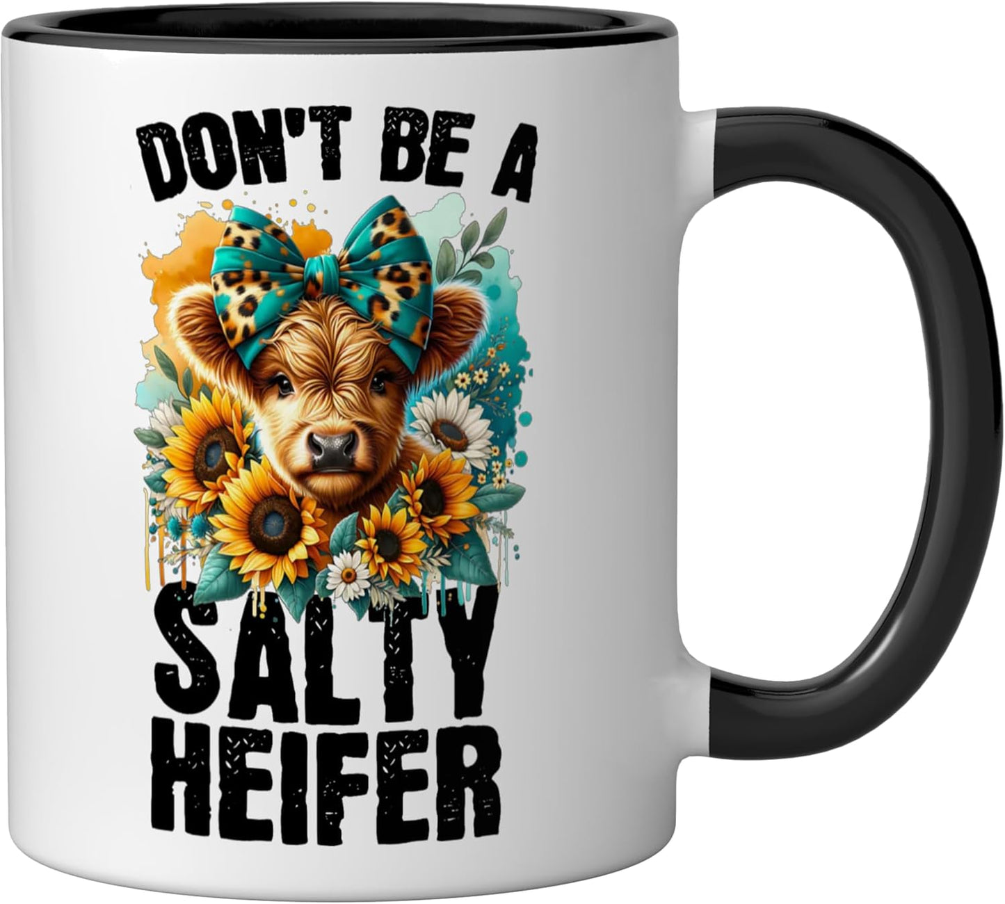 Taza Cerámica Retro Sarcastica Con Flor Negro/Blanco