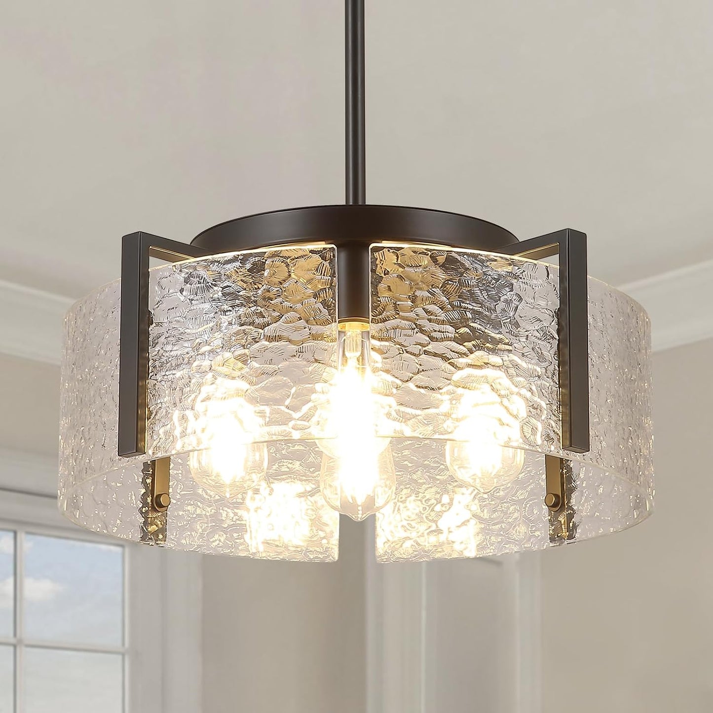 Candelabro negro 4 luces cristal para comedor y entrada