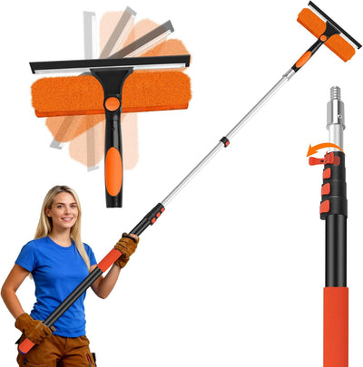 Kit escobilla limpiacristales 26ft 2en1 con poste extensión