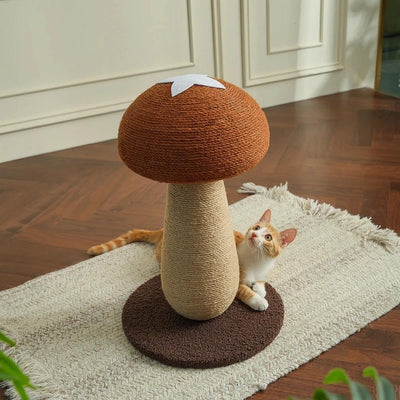 Rascador hongos gato sisal 100% con juguete pompón