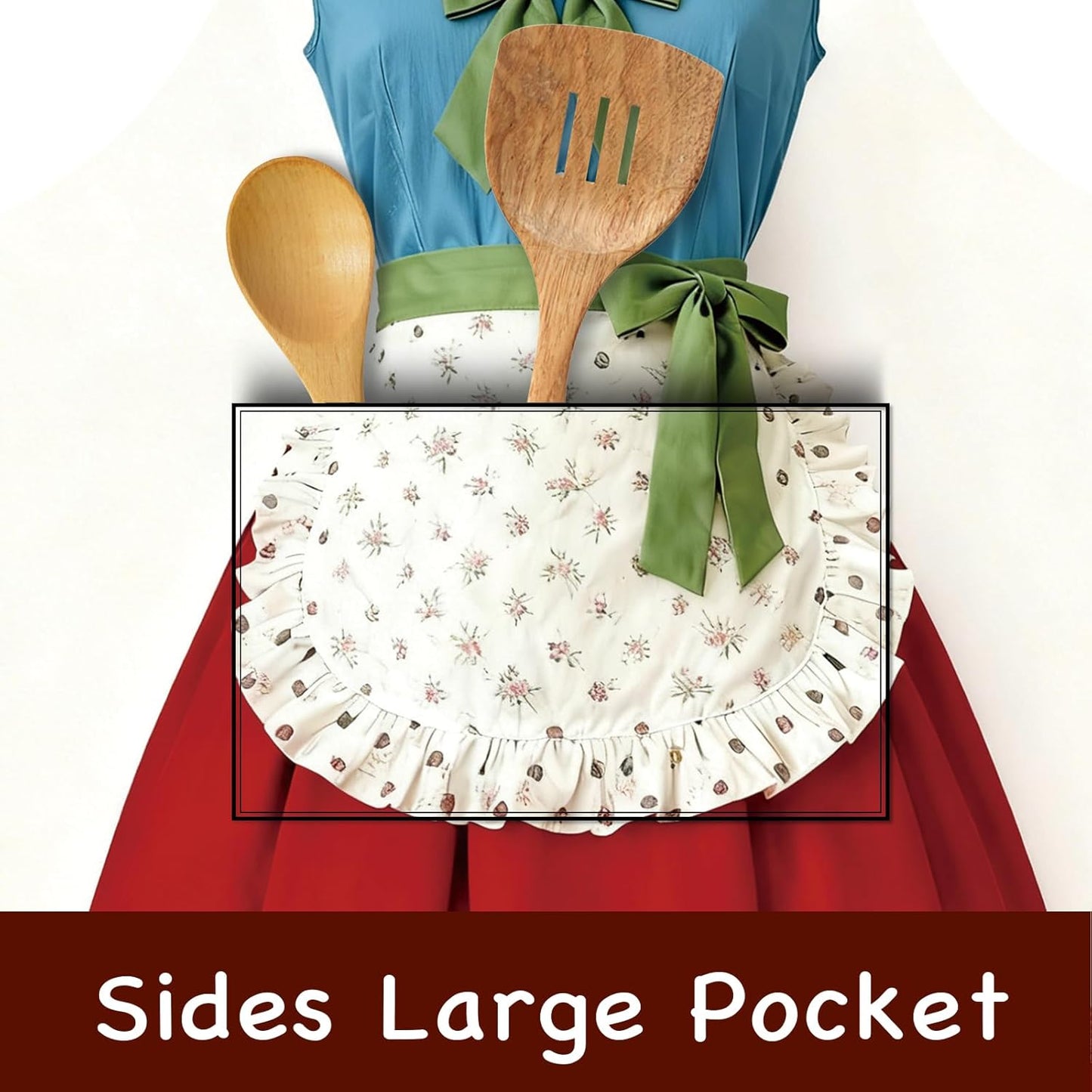 Delantal de cocina de poliéster 26.7 x 30.7 pulgadas diseño Pascua Retro Lolita con bolsillos