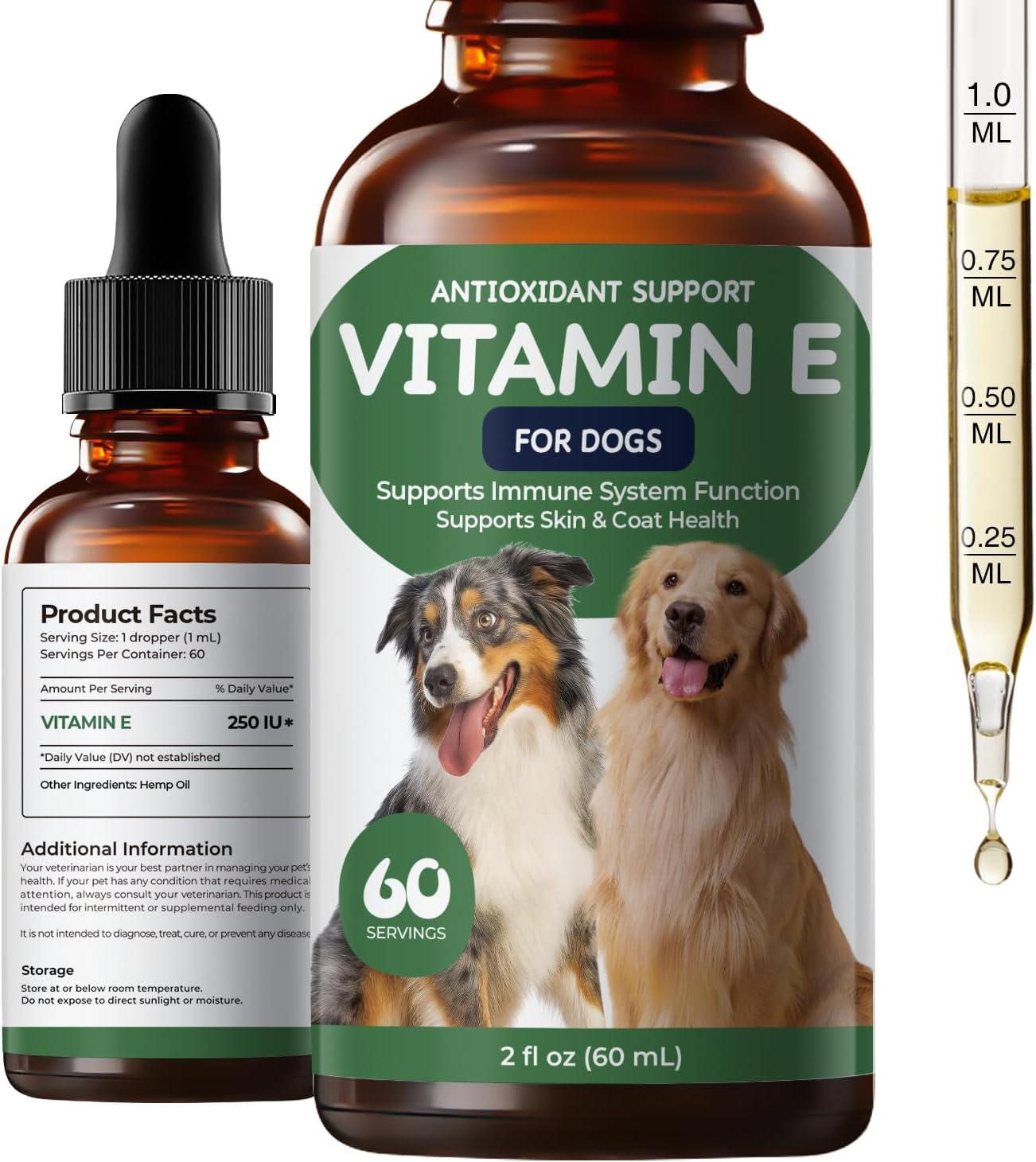 Suplemento E aceite para piel y pelaje perros 2oz