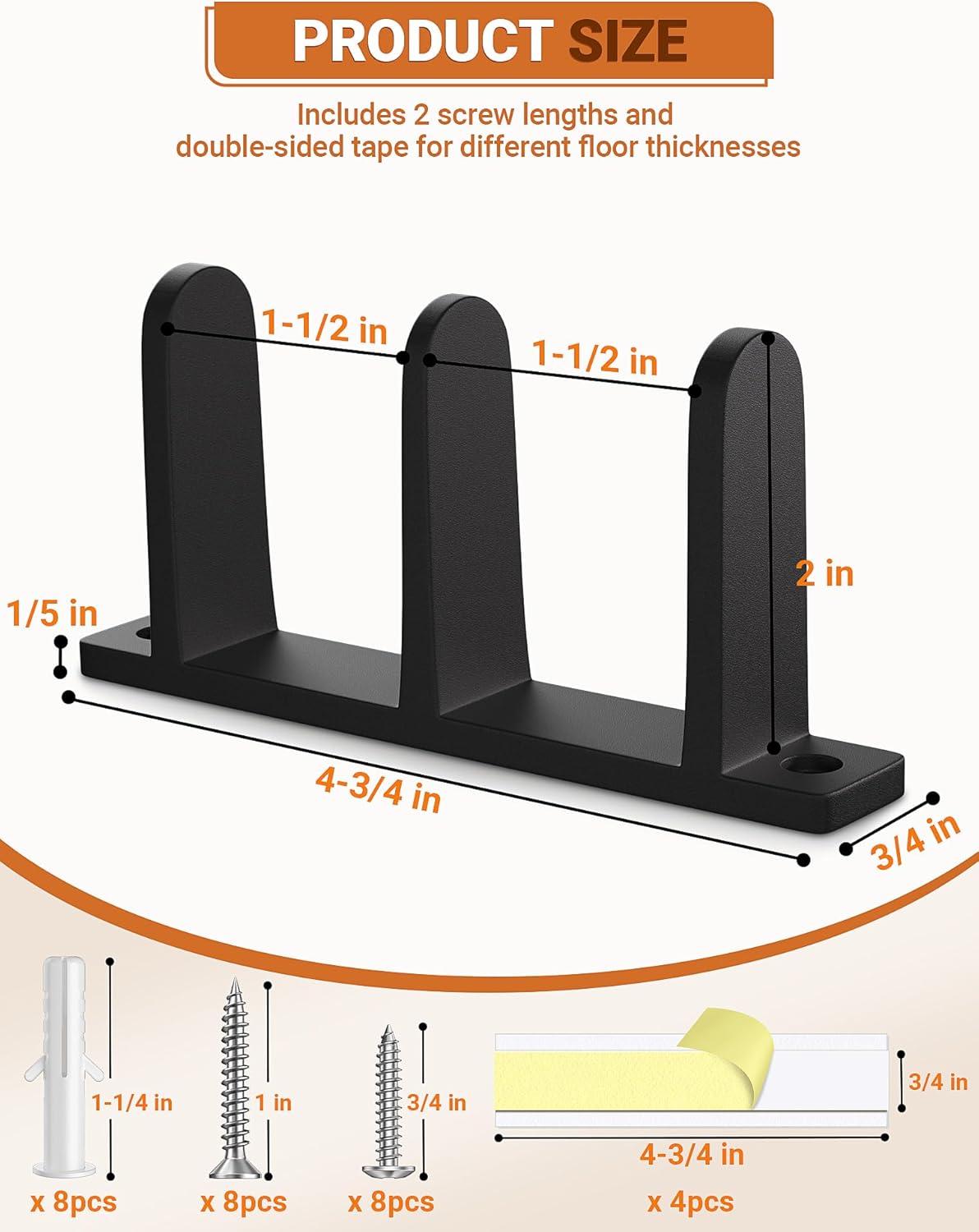 4 Guías Plástico Puerta Armario Universal 1-3/8pulg Estable