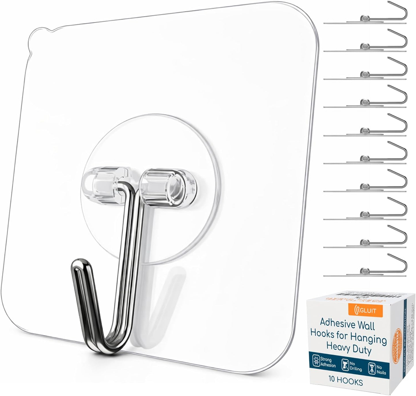 Ganchos adhesivos transparentes para pared 22lb hogar baño cocina