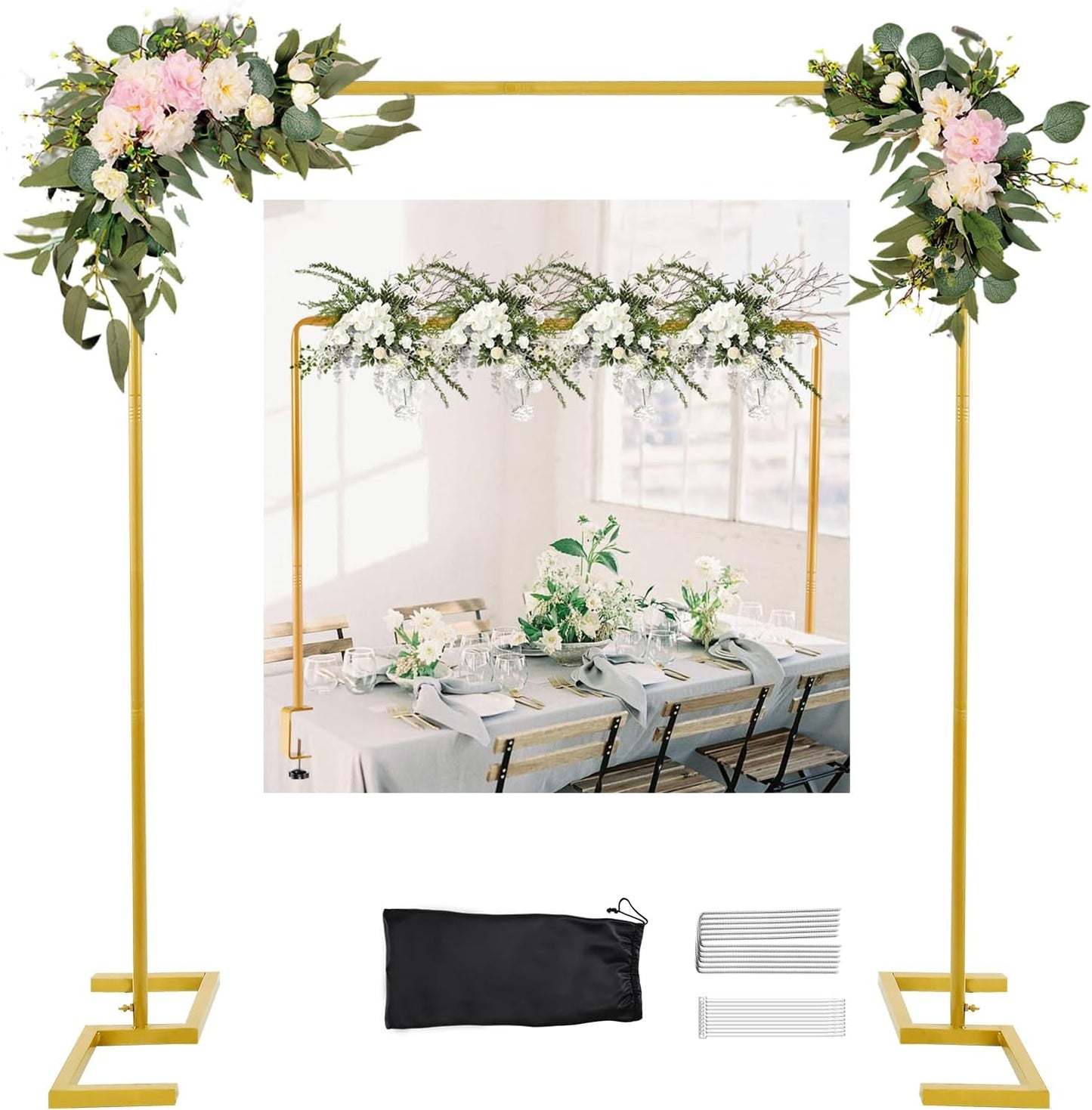 Arco Boda 8.2ft Soporte Rectangular con Abrazaderas
