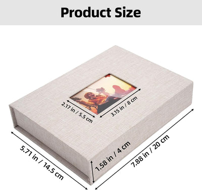 Caja fotos lino 5x7pulg con ventana elegante