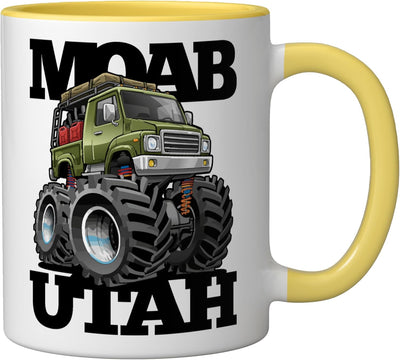 Taza Cerámica Diseño Camioneta 4x4 Moab Utah Amarillo/Blanco