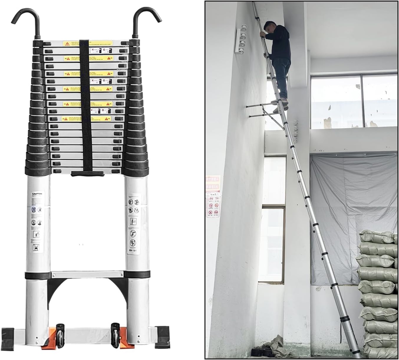 Escalera telescópica aluminio 26.2ft 2 estabilizadores para viajes
