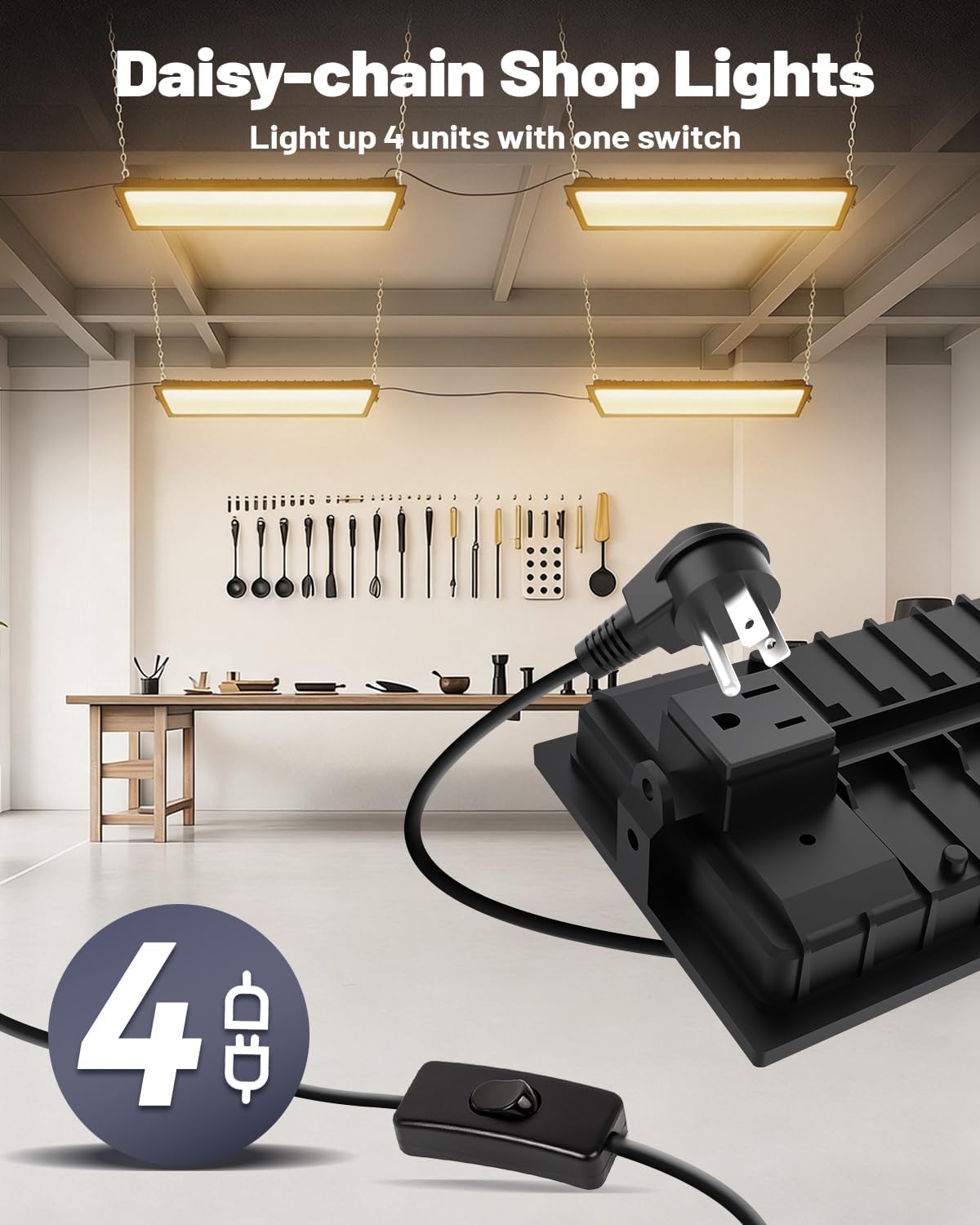 2 Luces LED enchufables aluminio garaje 3000K