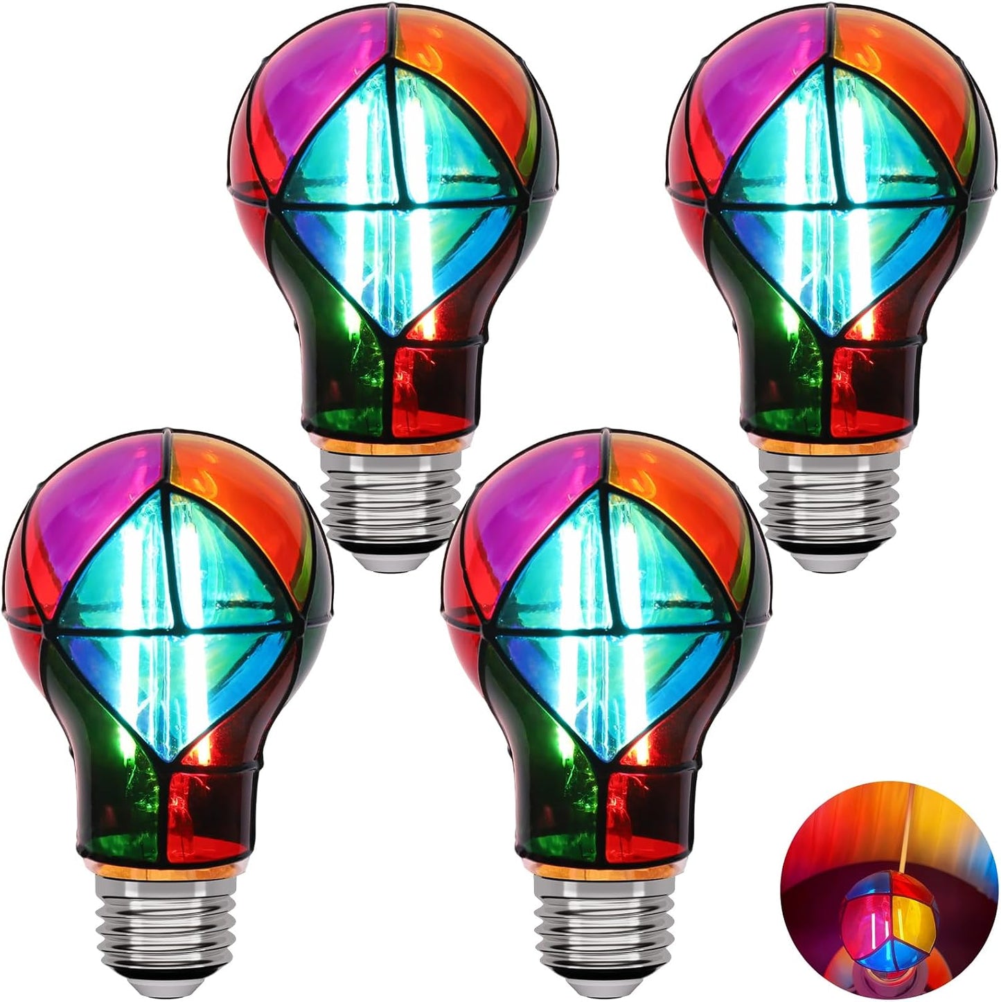 Bombilla LED Edison A19 E26 colorida regulable paquete 4