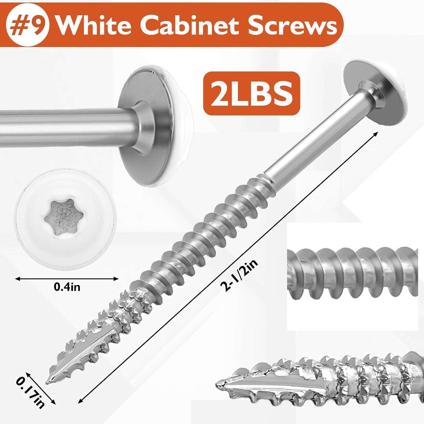 Tornillos gabinete blanco 2lb autorroscantes cabeza estrella madera