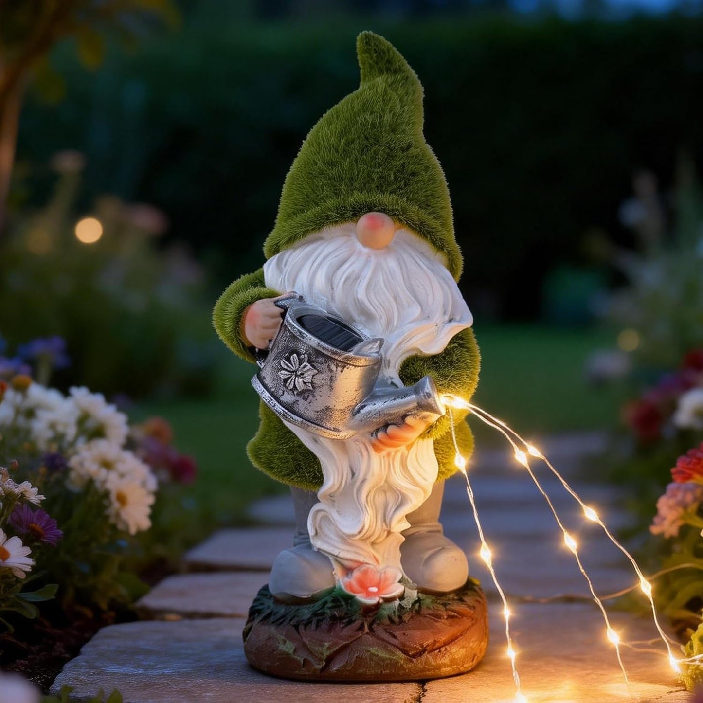 Gnomos riego solar decoración jardín impermeable resina