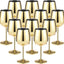 12 Pzas Vasos Vino Acero Inox Tallo Dorado 9oz Portátiles