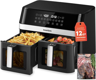 Freidora Aire Doble 12qt 10en1 Panel Táctil