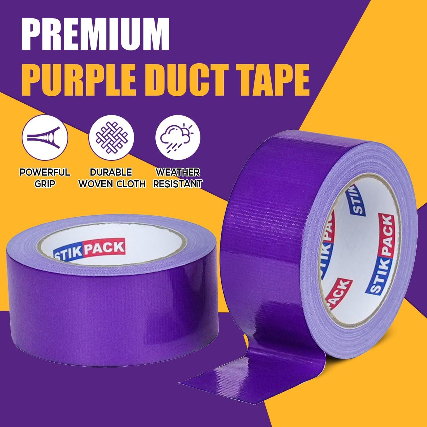 Cinta adhesiva morada resistente 9mil x2pulg x25yardas