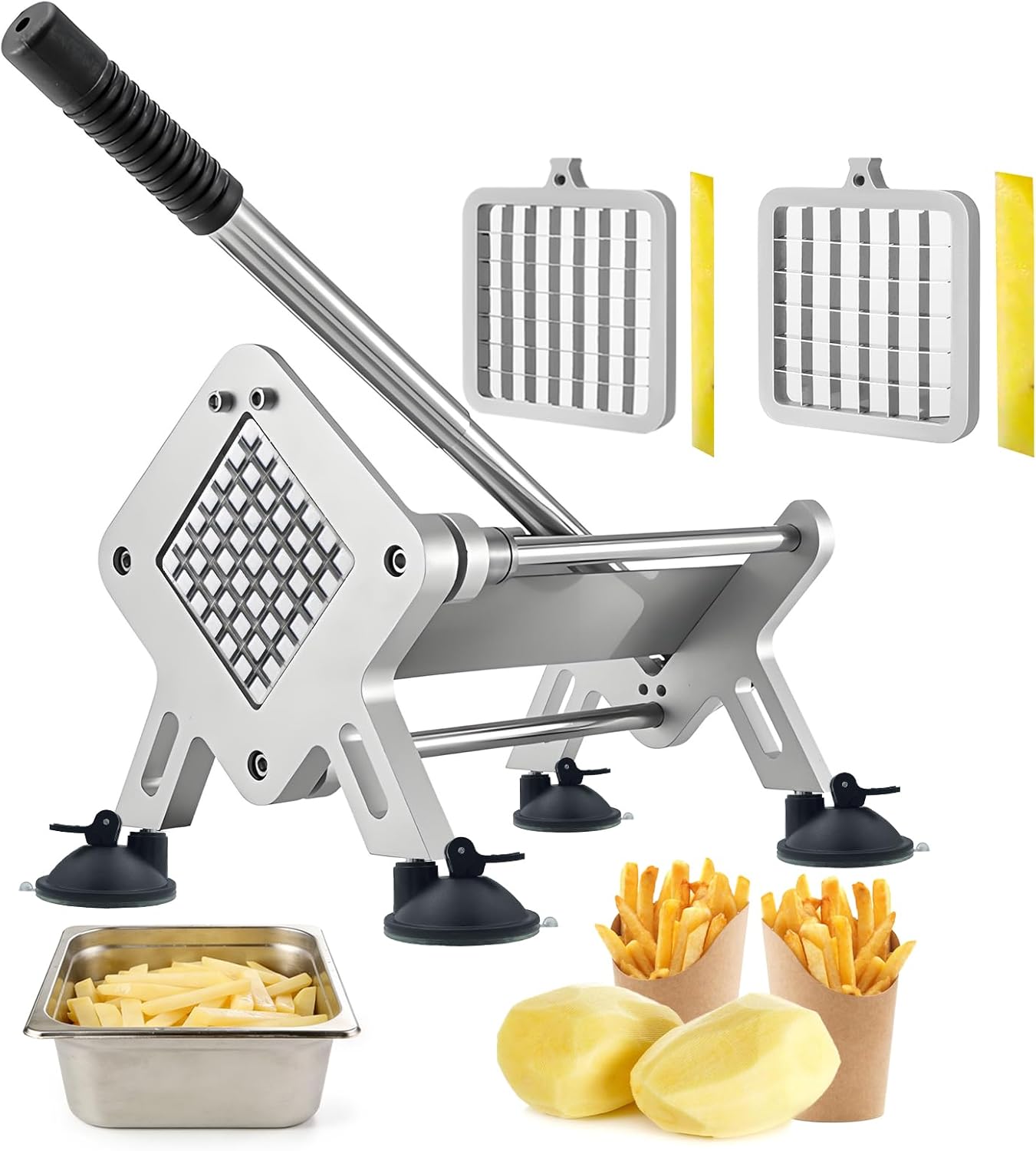 Cortador papas francesas acero inox cuchillas 1/2 y 3/8