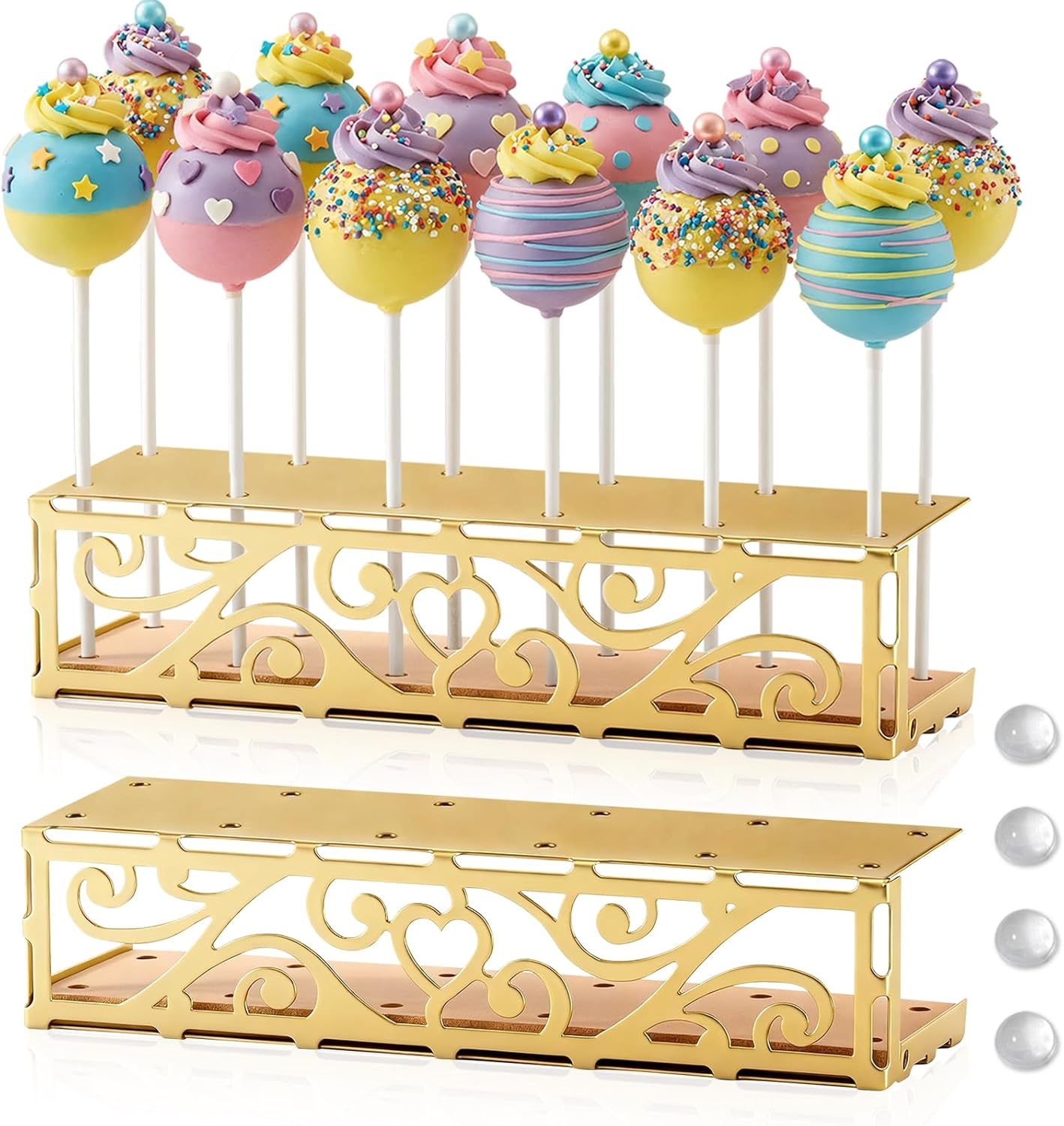 Soporte de metal para mesa de postre con 12 agujeros dorado