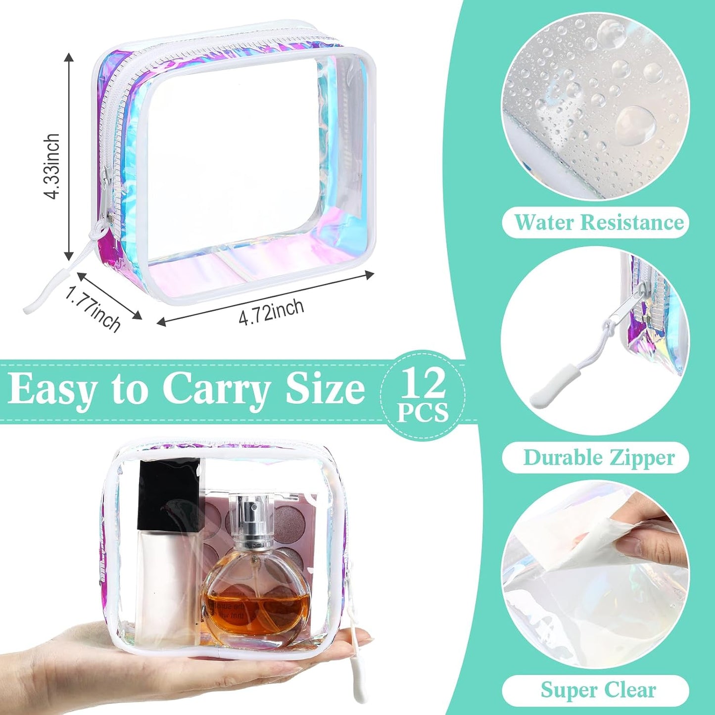 Bolsas maquillaje transparente con cremallera TSA aprobada