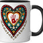 Taza cerámica forma corazón rojo sangre indígena nativo americano negro/blanco