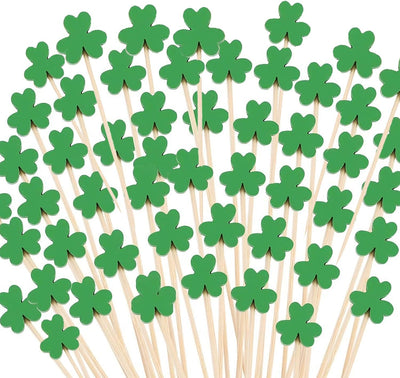 Palillos de cóctel de trébol verde para fiesta de San Patricio