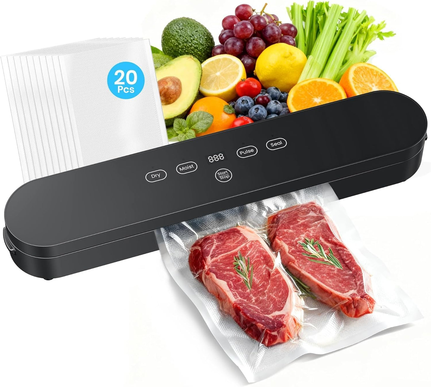 Máquina selladora al vacío de alimentos 75 kPa 4 en 1 con temporizador digital