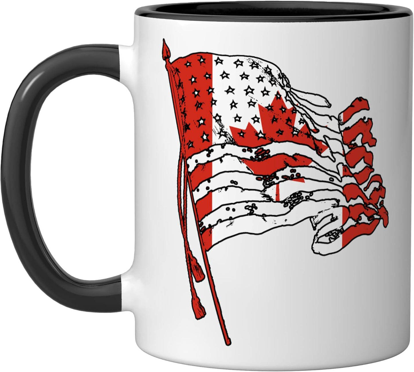 Taza cerámica bandera canadiense USA American Canada negro/blanco