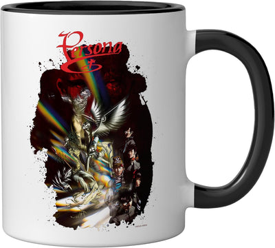 Taza de cerámica ATLUS Persona 1 Origins color negro y blanco