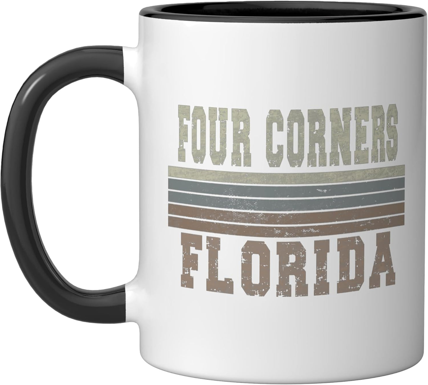 Taza cerámica Retro Four Corners Florida negra/blanca