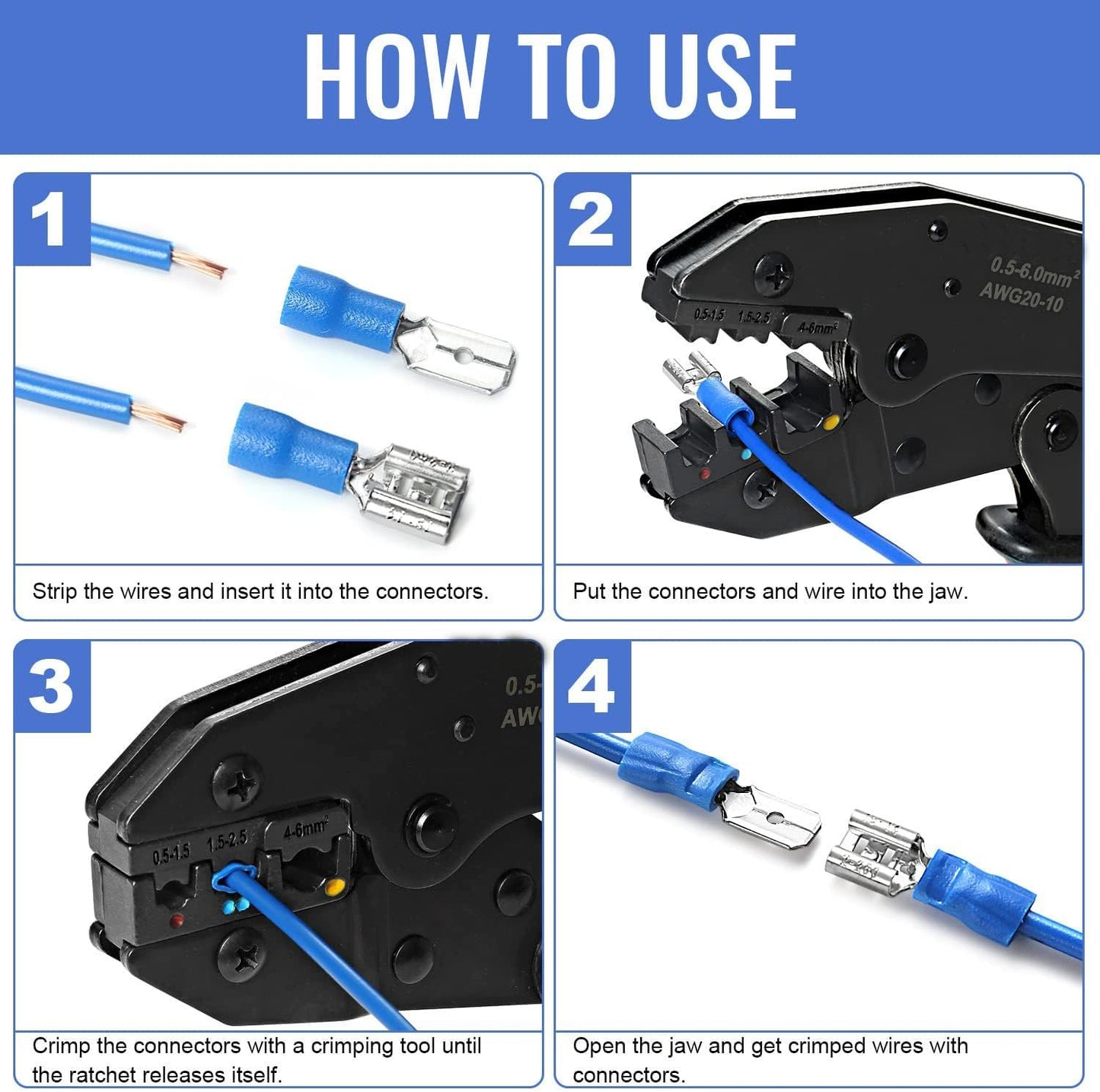300 Conectores Cable Kit Aislados con Anillo Pala Horquilla