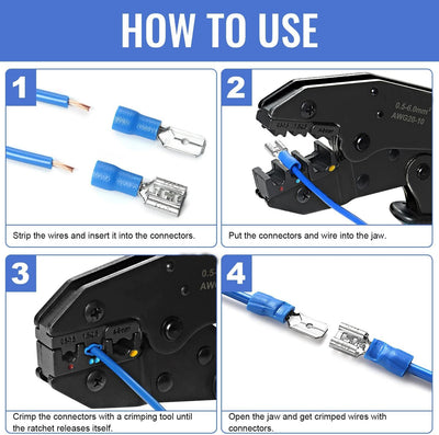 300 Conectores Cable Kit Aislados con Anillo Pala Horquilla