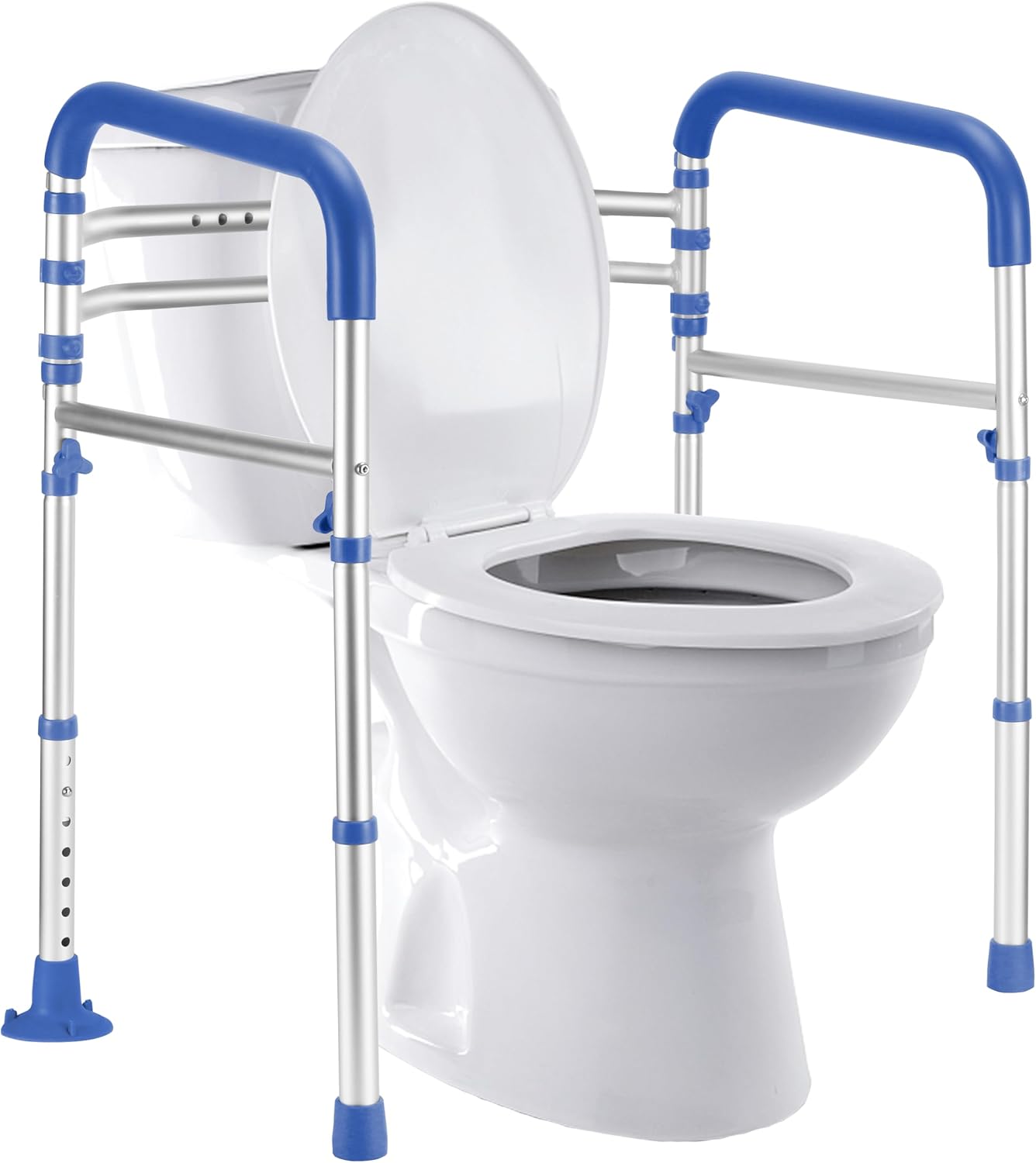 Rieles inodoro ajustables asas plegables para ancianos azul oscuro