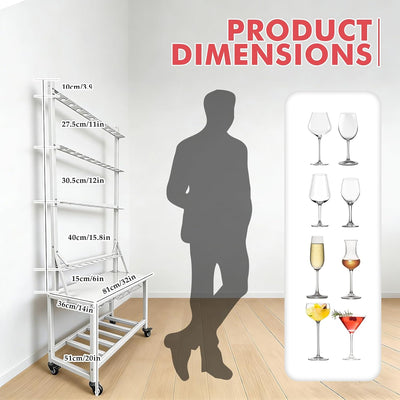 Soporte pared para 4 neumáticos y 40 tazas con ruedas