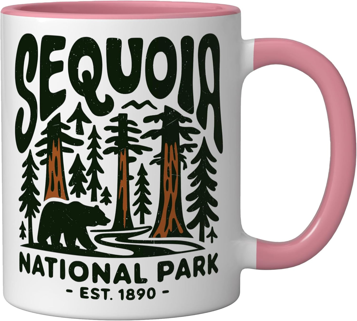 Taza de cerámica con diseño de oso retro Sequoia National Park