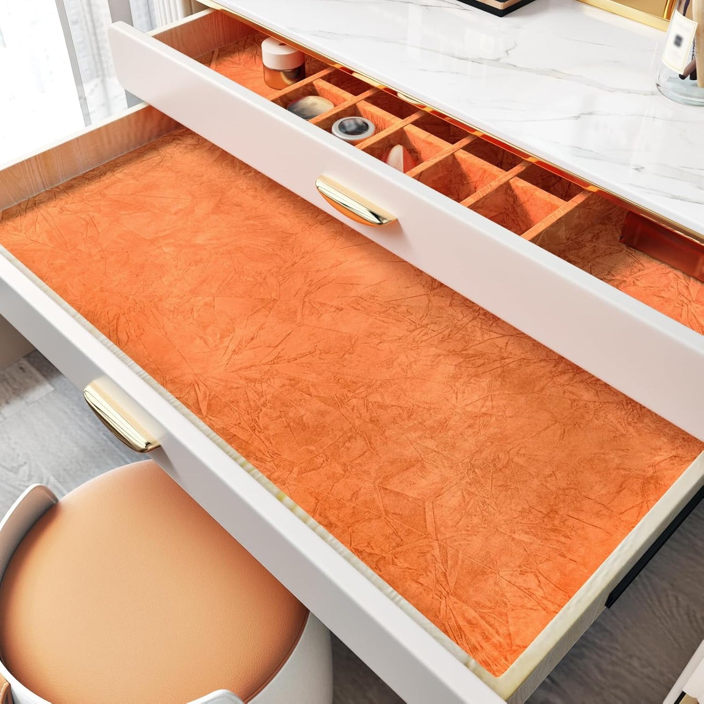 Papel tapiz terciopelo naranja texturizado autoadhesivo
