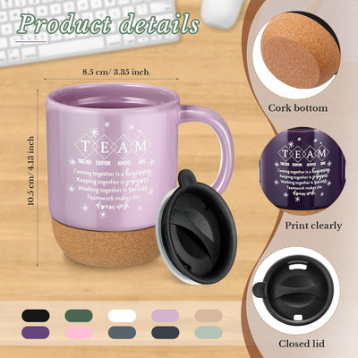 Taza café motivacional con corcho set 10 naturaleza elegante