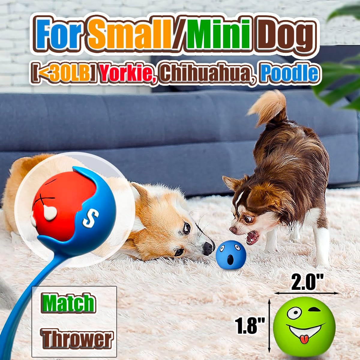 Bolas chirriantes látex perros 6pzas 2pulg surtidos