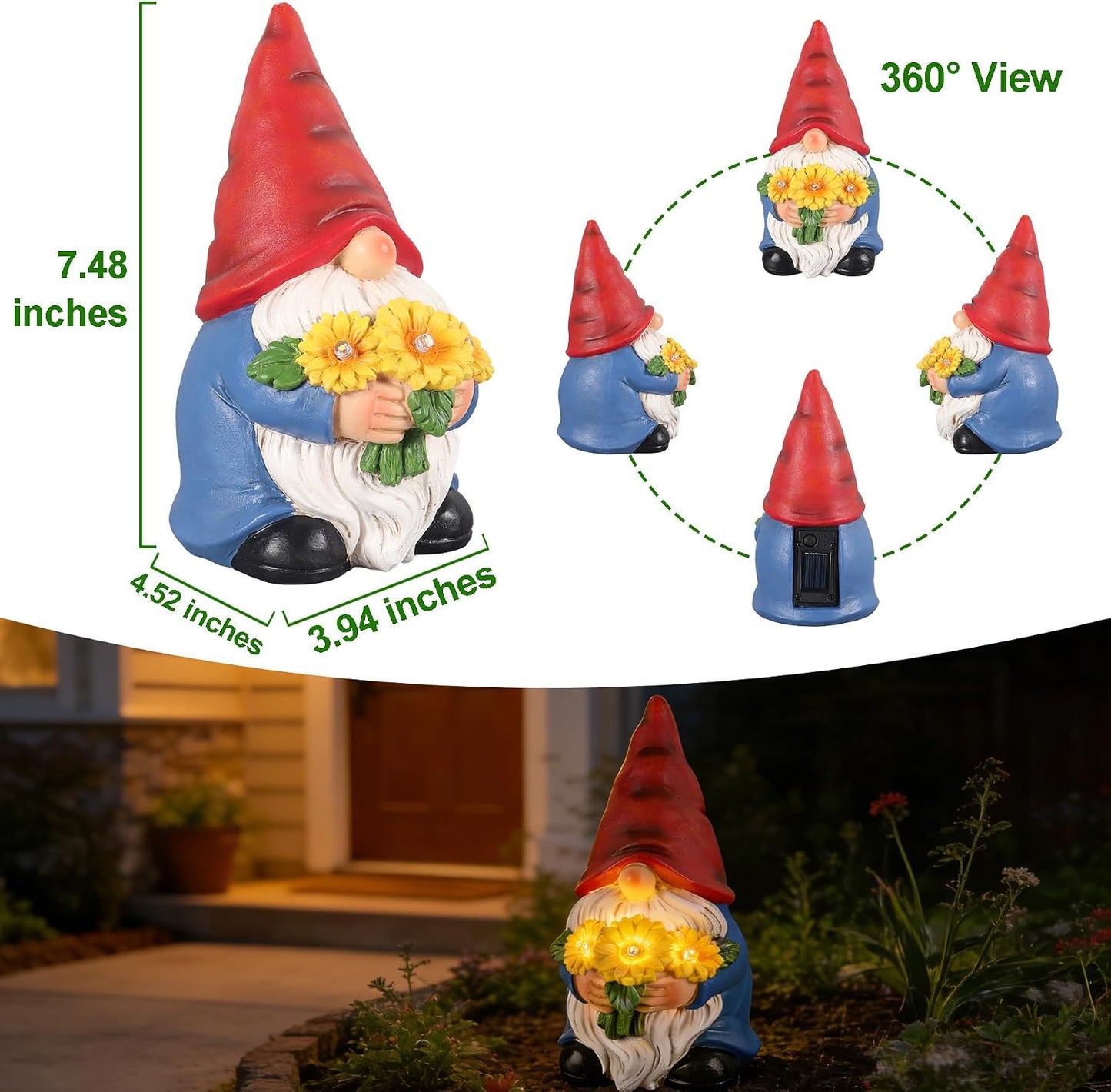 Gnomos solares jardín regalo mujer
