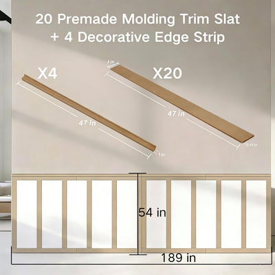 Tablero MDF 189x54pulg kit revestimiento pintar listón moldura