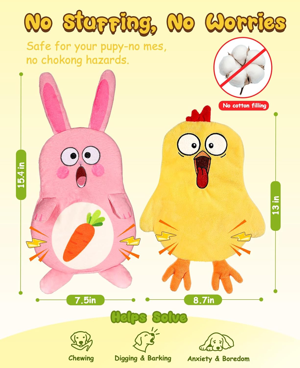 2 Juguetes Perros Pascua Conejo Pollito Chirriantes