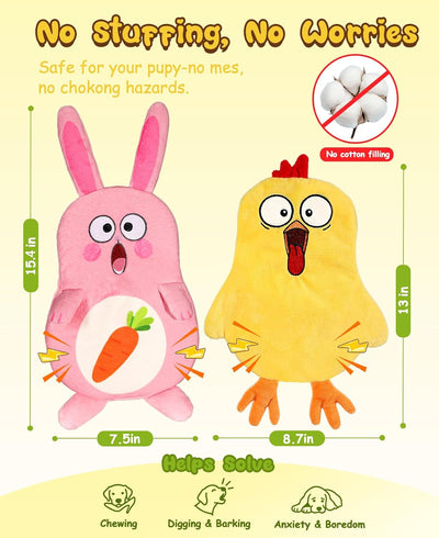2 Juguetes Perros Pascua Conejo Pollito Chirriantes