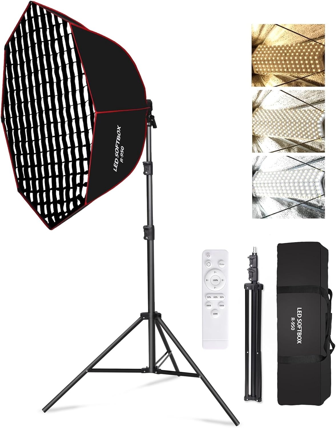 Kit Softbox 110W 37.4pulg caja blanda octogonal con rejilla