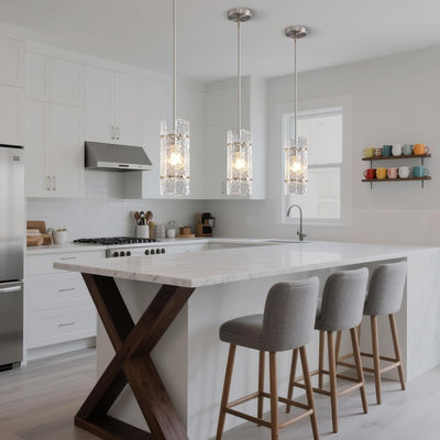 Lámpara colgante cristal níquel isla cocina ajustable