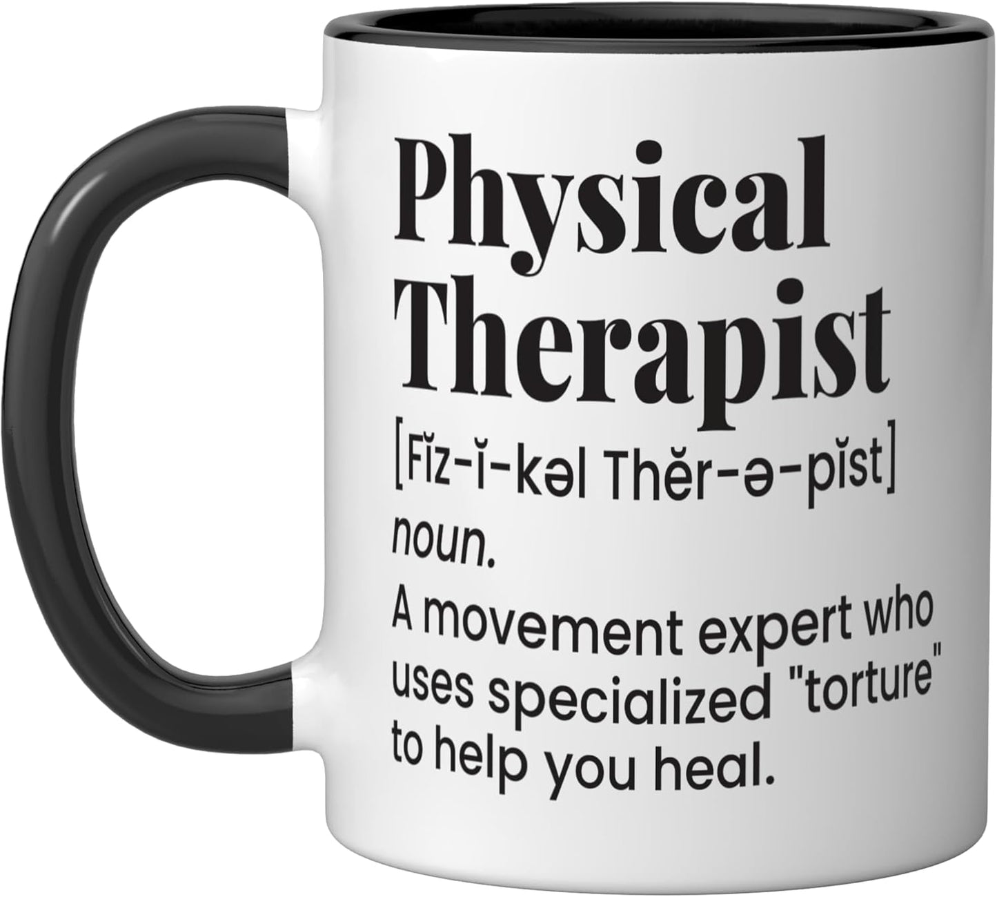 Taza de cerámica para fisioterapeuta divertida negra/blanca