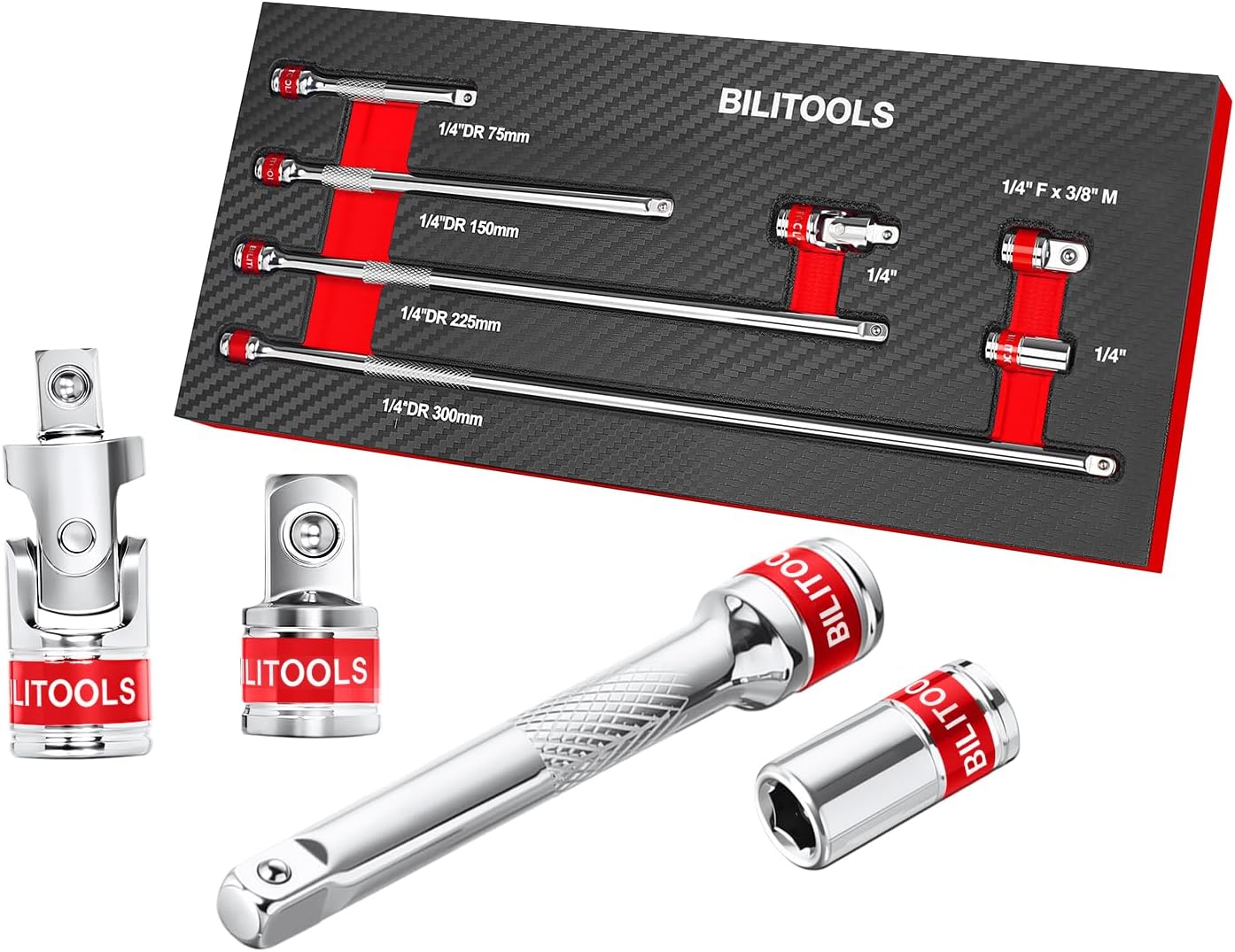 Set 7 Pzas Extensión Enchufe 1/4pulg Barra Larga